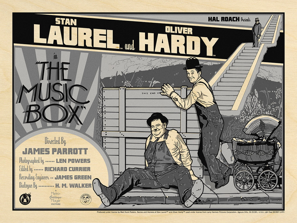 Laurel & Hardy The Music Box - Crate Wood Variant - Mad Duck Posters