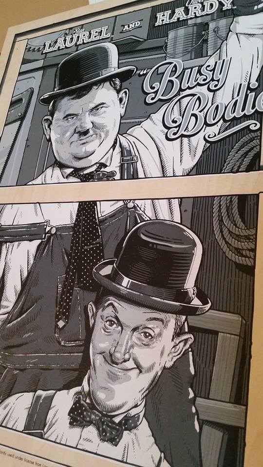 Laurel & Hardy "Busy Bodies" - Wood Variant - Mad Duck Posters