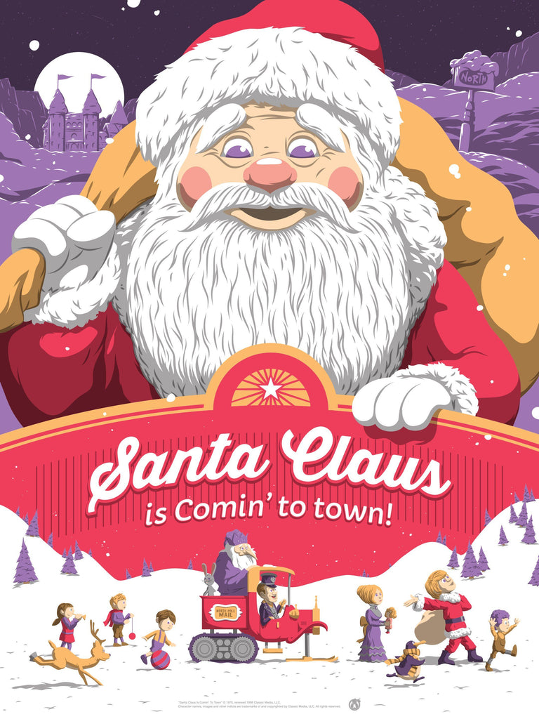 Santa Claus Is Coming To Town - Purple Variant - Mad Duck Posters